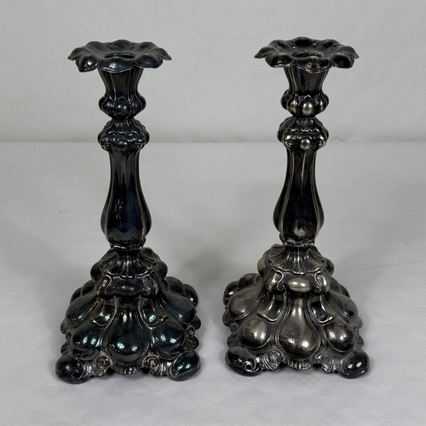 Ljusstakar, ett par, nysilver.