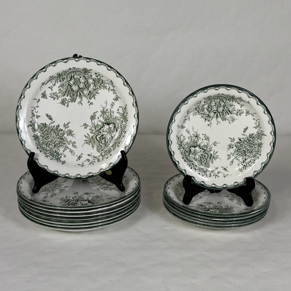 Tallrikar, 8+6, "Grön Anna", Rörstrand.