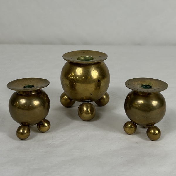 Ljusstakar, 3 st, mässing.