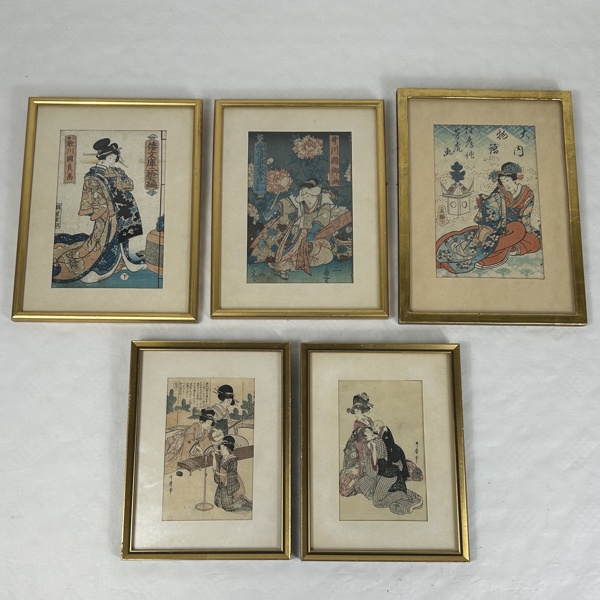 Träsnitt, 5 st, Japan.