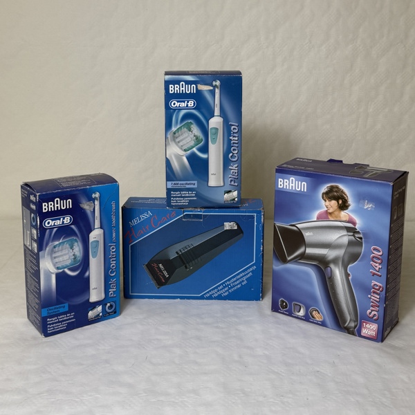 Eltandborstar, rakapparat och hårtork, Braun.