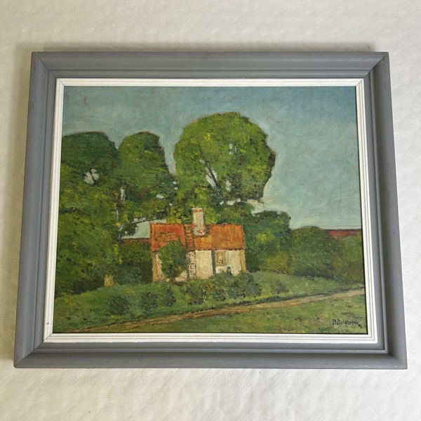 Oidentifierad konstnär. Olja på pannå, signerad.