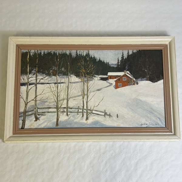 Oidentifierad konstnär. Olja på pannå, signerad.