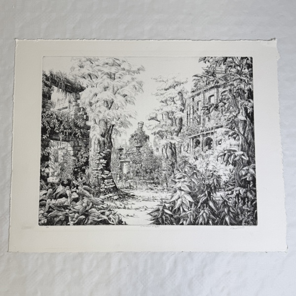 Litografi, "Stortorget år 2584", signerad och numrerad 4/40.