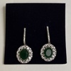Örhängen, ett par, med jade och zirkon, silver 925/1000.