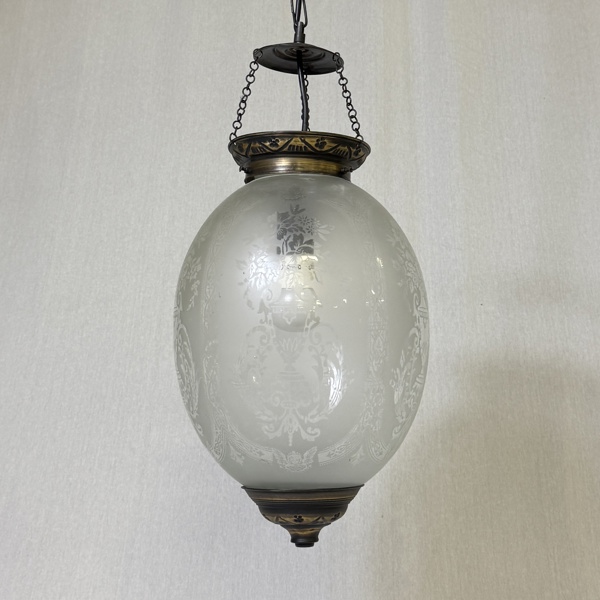 Månskensampel, metall/glas, 1900-tal.