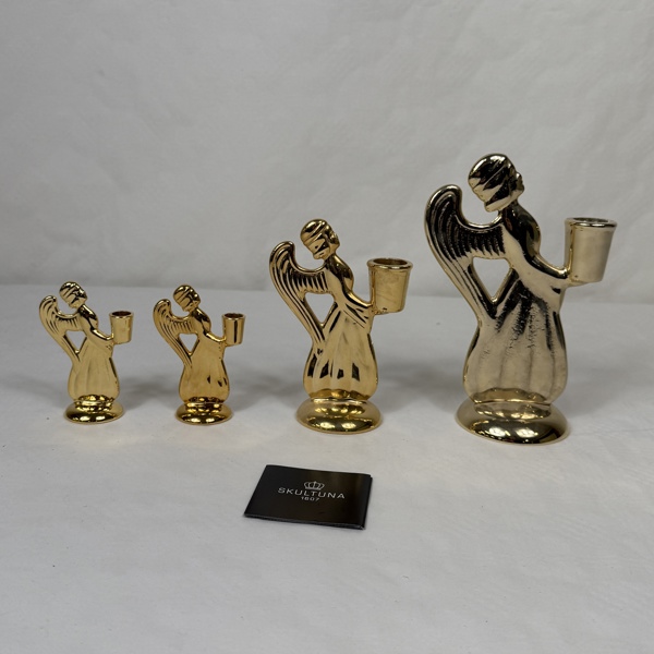 Carl Einar Borgström. 4st Ljusstakar, mässing, "Skyddsängeln", Skultuna.