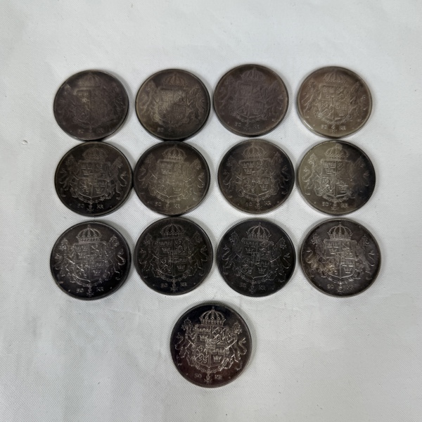 Minnesmynt, 50 KR, Konung Carl XVI Gustaf och Drottning Silvia, år 1976, 925 Silver.