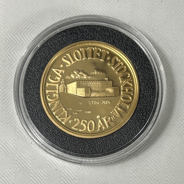 Guldmynt, 21,6k guld, 2000 kr, Stockholms Slott 250 år.