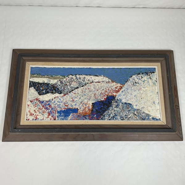 Harry Booström. "Vinter i gamla stenbrottet" Olja på pannå, signerad.