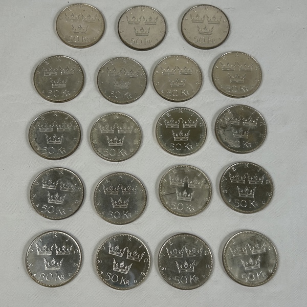 Mynt, 50kr, 1975, 925 silver.