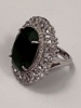 Ring, med jade och zirkon, silver 925/1000.