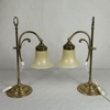 Bordslampor, ett par, mässing/glas, 1900-tal.