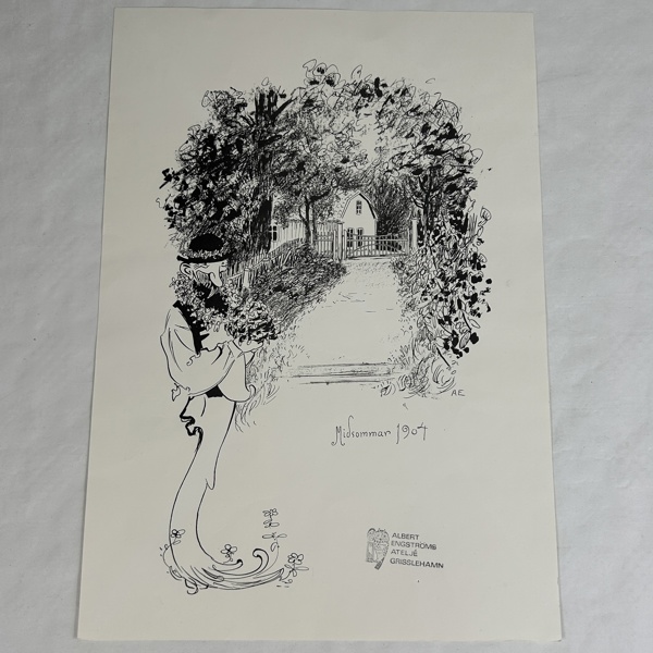 Albert Engström. Litografi, "Midsommar 1904", Albert Engströms Ateljé, Grisslehamn.
