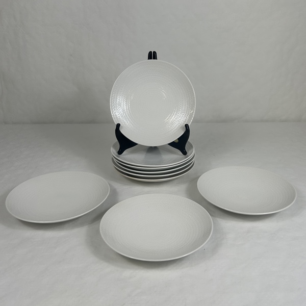 Hertha Bengtson. Assietter, 9st, "Blå Eld", Rörstrand.