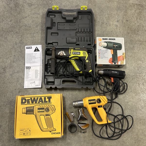 Handmaskiner, 3 st, bla Dewalt m.m.