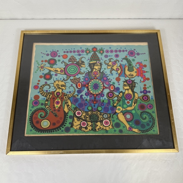 Gerald Steffe. Färglitografi, "Fjärilar kysser Blomsterkungen", signerad.