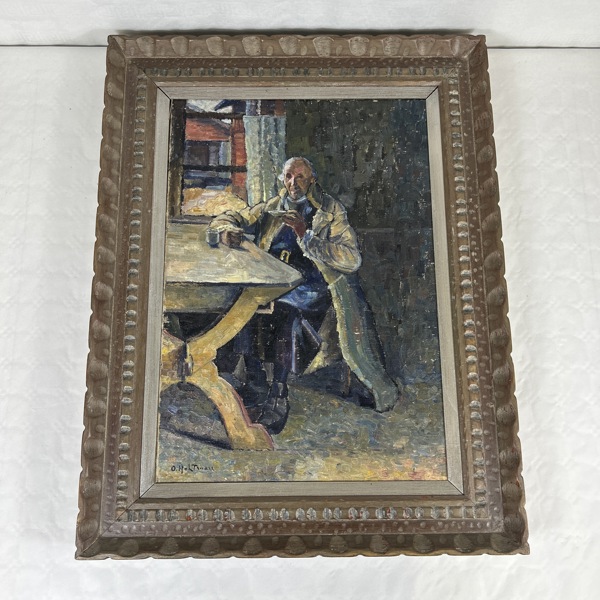 Oidentifierad konstnär. Olja på duk, signerad.