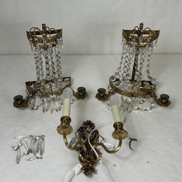 Vägglampetter, 3st, 1900-tal.