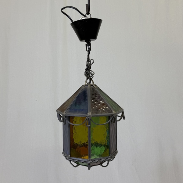 Taklampa, smide och glas, 1900-tal.