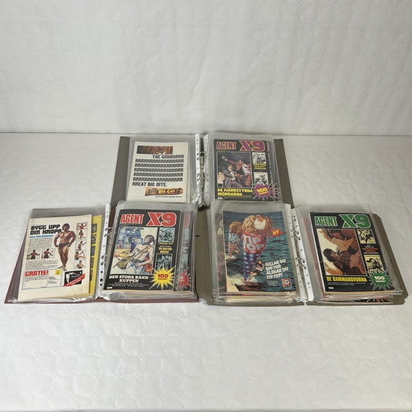 Serietidningar, bla "Agent X9", 1900-tal.