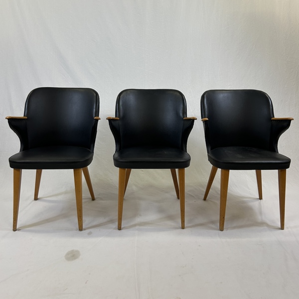 Karmstolar, 3st, Sommens Möbelfabrik, 1960-tal.