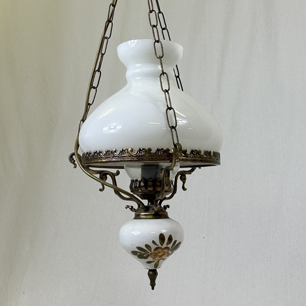 Takfotogenlampa, porslin, mässing, 1900-tal.