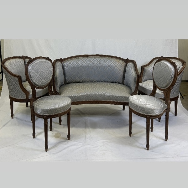 Salongsgrupp, 5 delar, gustaviansk stil, Frankrike, 1900 talets mitt.