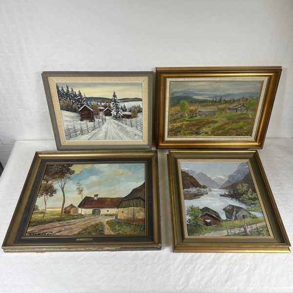 Tavlor, 4st, olja på duk/pannå.