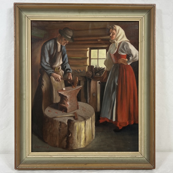 Oidentifierad konstnär. Olja på duk, signerad.