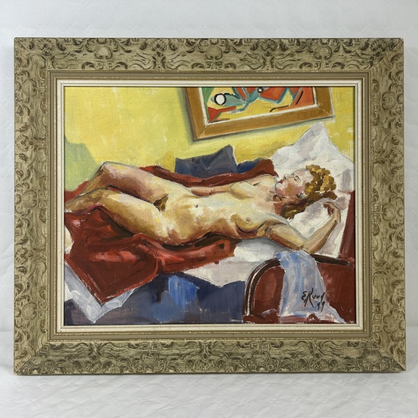 Oidentifierad konstnär. Olja på duk, signerad.