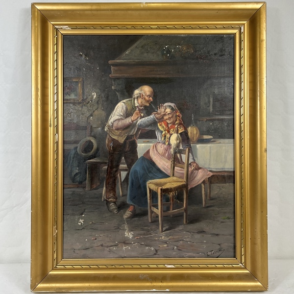 Oidentifierad konstnär. Olja på duk, signerad.