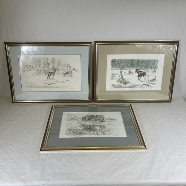 Lars Friberg. Litografier, 3st, signerade.