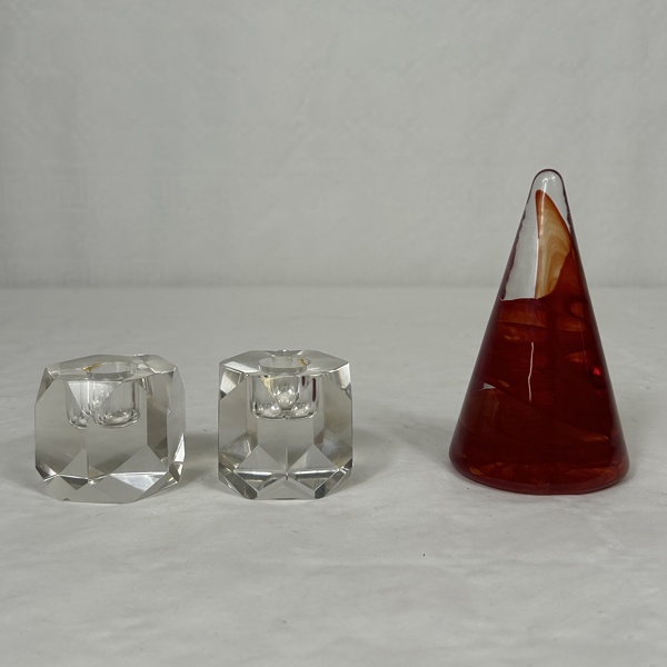 Ljuslyktor, ett par, samt julgran, Kosta Boda.