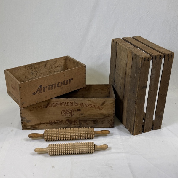 Trälådor och kavlar, 5 delar, 1900-tal