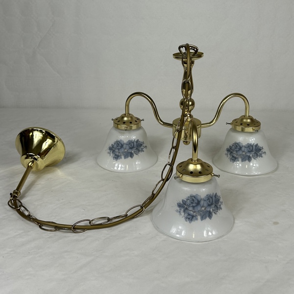 Taklampa, glas och gulmetall, 1900-tal.