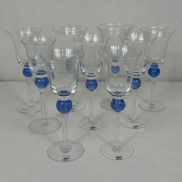 Vinglas, 9st, "Blåklocka", Ulven, Uppsala.