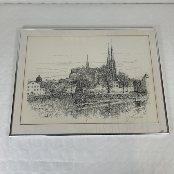 Oidentifierad konstnär. Tuschteckning, signerad.