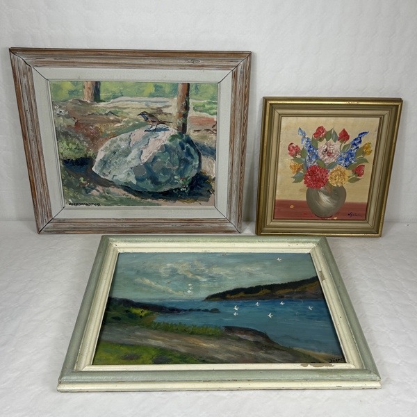 Tavlor, 3st, olja på duk/pannå.