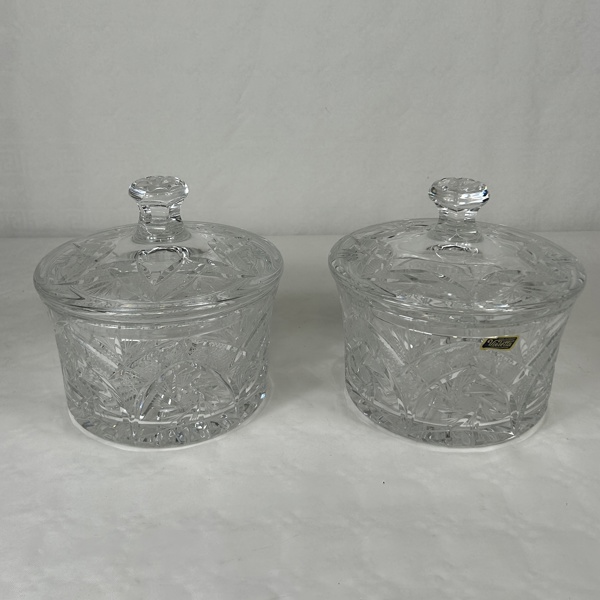 Skålar med lock, ett par, Kristall, Zawiercie, Polen.