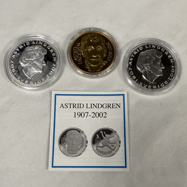 Medaljer, 3st, Astrid Lindgren.