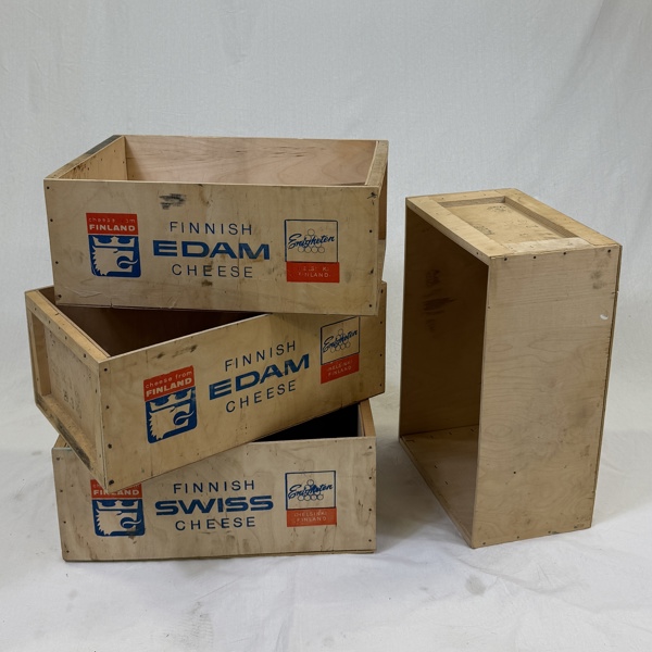 Trälådor, 4st, "Finnish Edam Cheese".