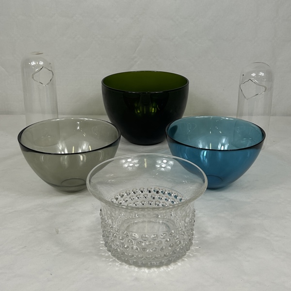 Glasföremål, 6 delar, varav två "Fuga", Orrefors.