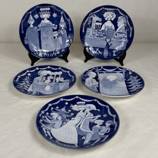 Jultallrikar, 5st, Gustavsberg, Stig Lindberg, 1981-85.