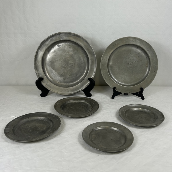 Tallrikar, 6st, tenn, 17/1800-tal.