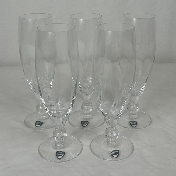 Erika Lagerbielke. Champagneglas, 5st, "Mistral", Orrefors.