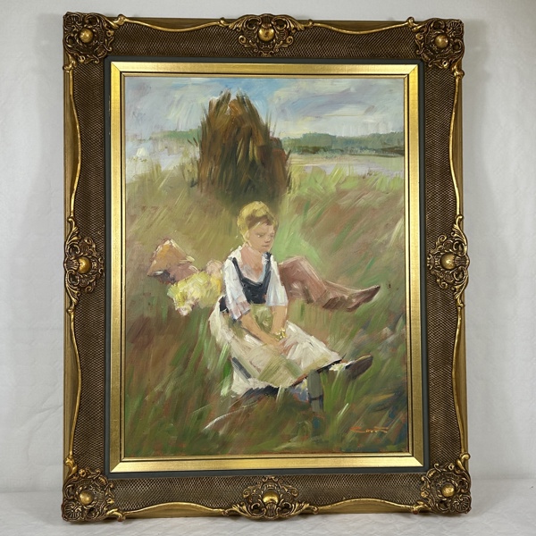 Oidentifierad konstnär. Olja på duk, signerad.