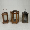 Lyktor, 3st, trä/glas.
