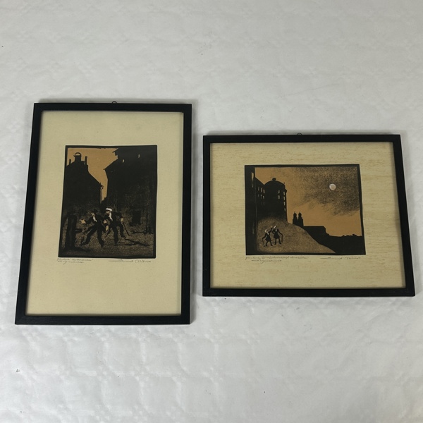 Ernst Nilsson. Träsnitt, 2st, Uppsala motiv, signerad.