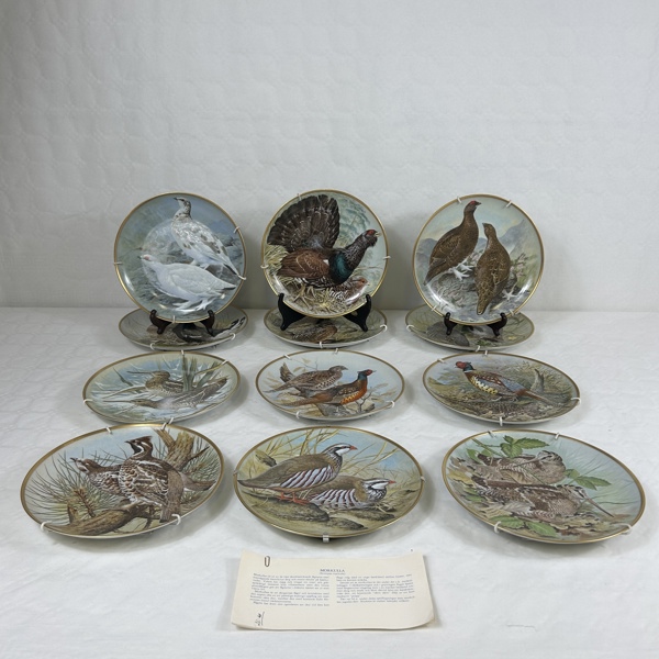 Samlartallrikar, 12st, "Gamebirds of the World", Frankrike.